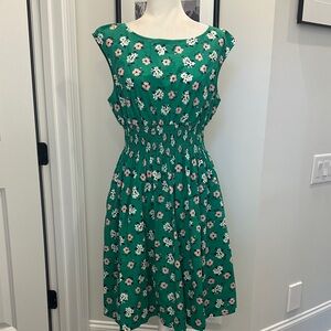 Kate Spade New York Short Sleeves Green Floral Cocktail Dress